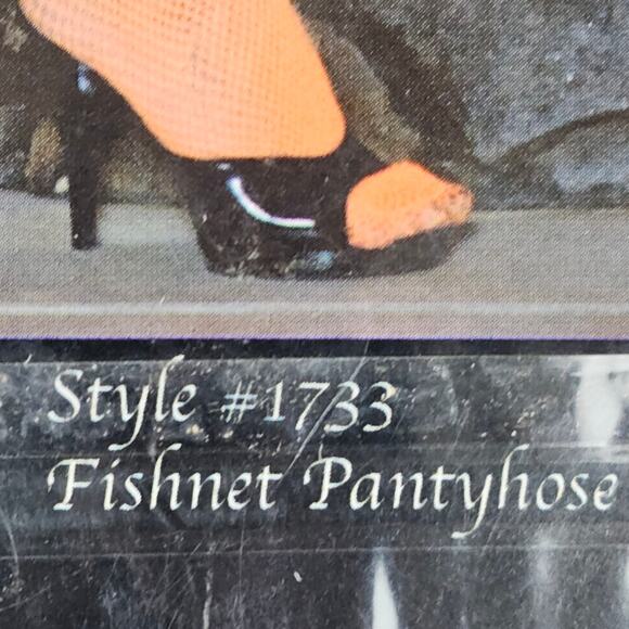New Elegant Moments Fishnet Pantyhose One Size Orange Nylon Tights Costume - Picture 7 of 10